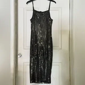 Boohoo | Dresses | Boohoo Black And Gold Midi Dress | Poshmark